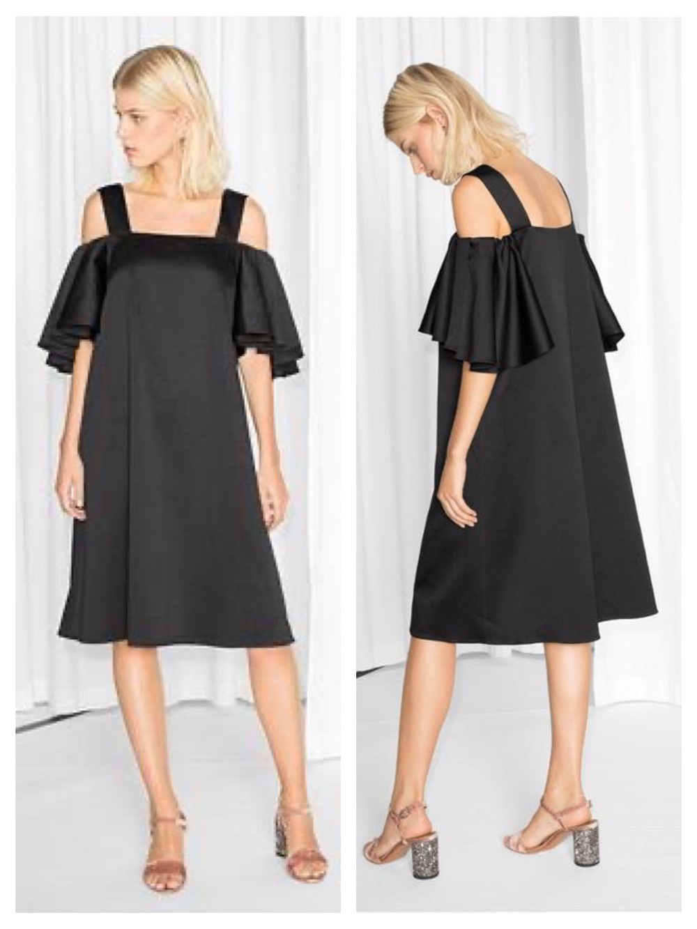 NWT & Other Stories Black Off The Shoulder Strap Dress US Size 4